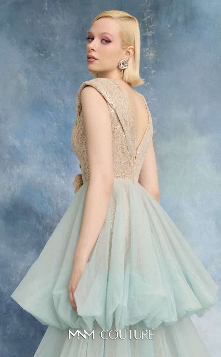 NF By Nour N0719 V-Neck Sleeveless Embellished Lace Couture Dress