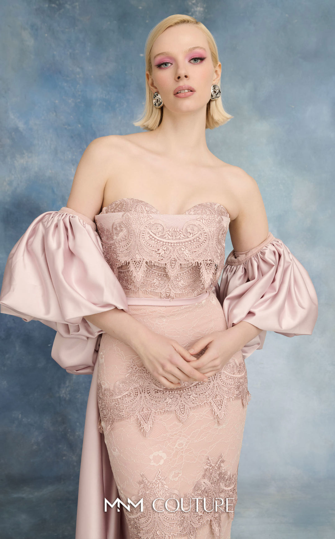 MNM Couture N0731 gown, overlay sleeve detail