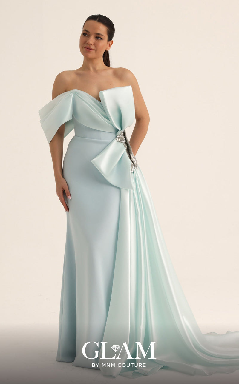 MNM O07802 Asymmetric Off-Shoulder Mermaid Couture Dress