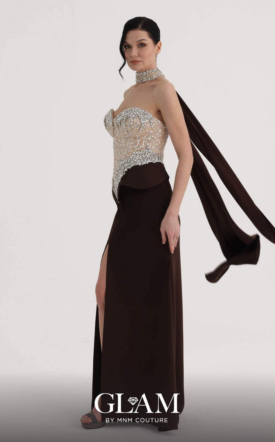 MNM Couture O07814 Strapless Sleeveless Corseted Couture Dress