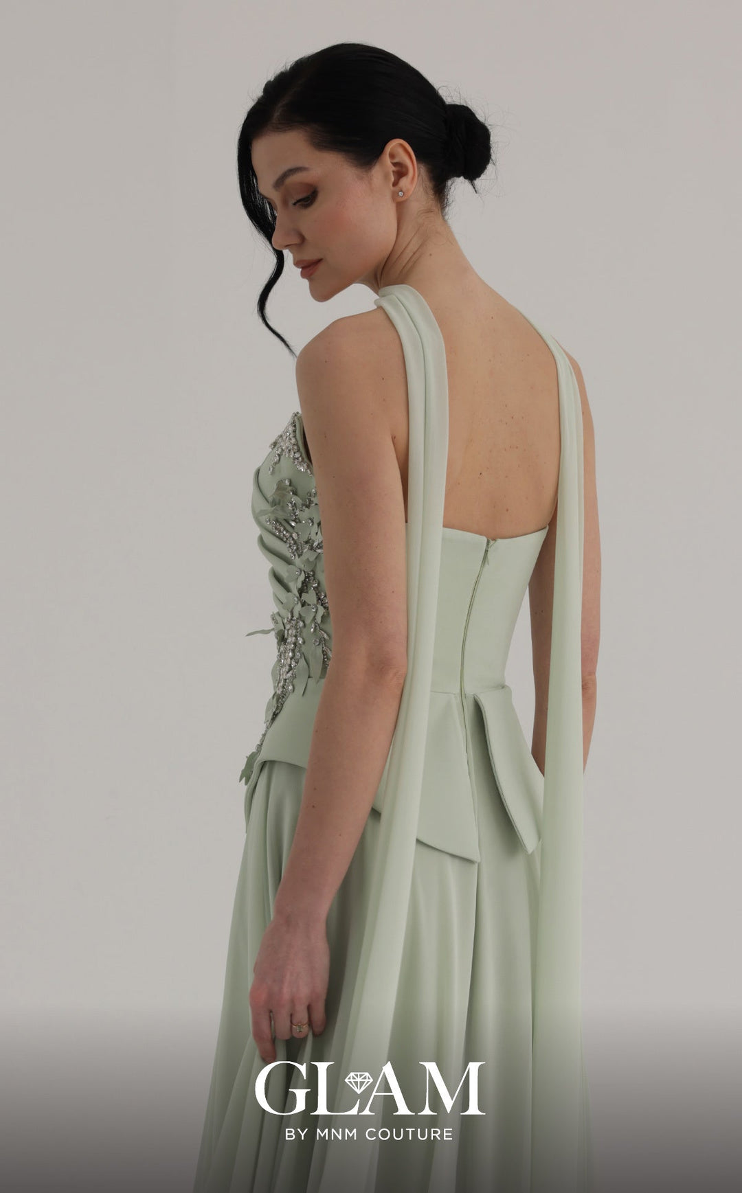 MNM O07856 Strapless Sleeveless Embroidered Couture Dress