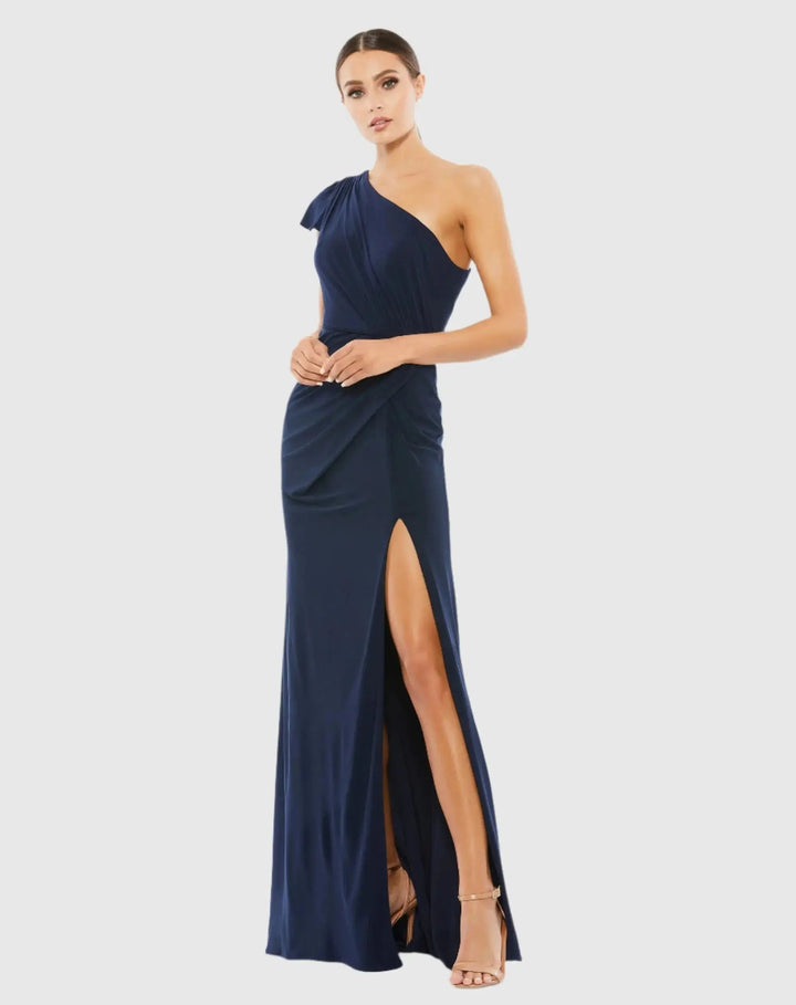 Mac Duggal 67858 Ruffled One Shoulder Draped Gown