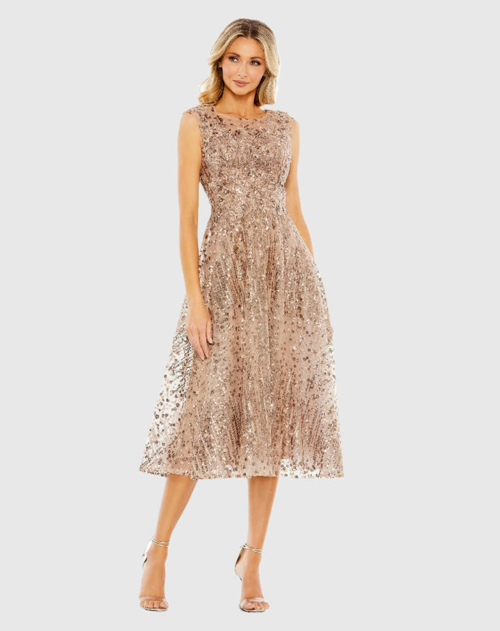 Mac Duggal 20398 Sequined Cap Sleeve Fit and Flare Dress