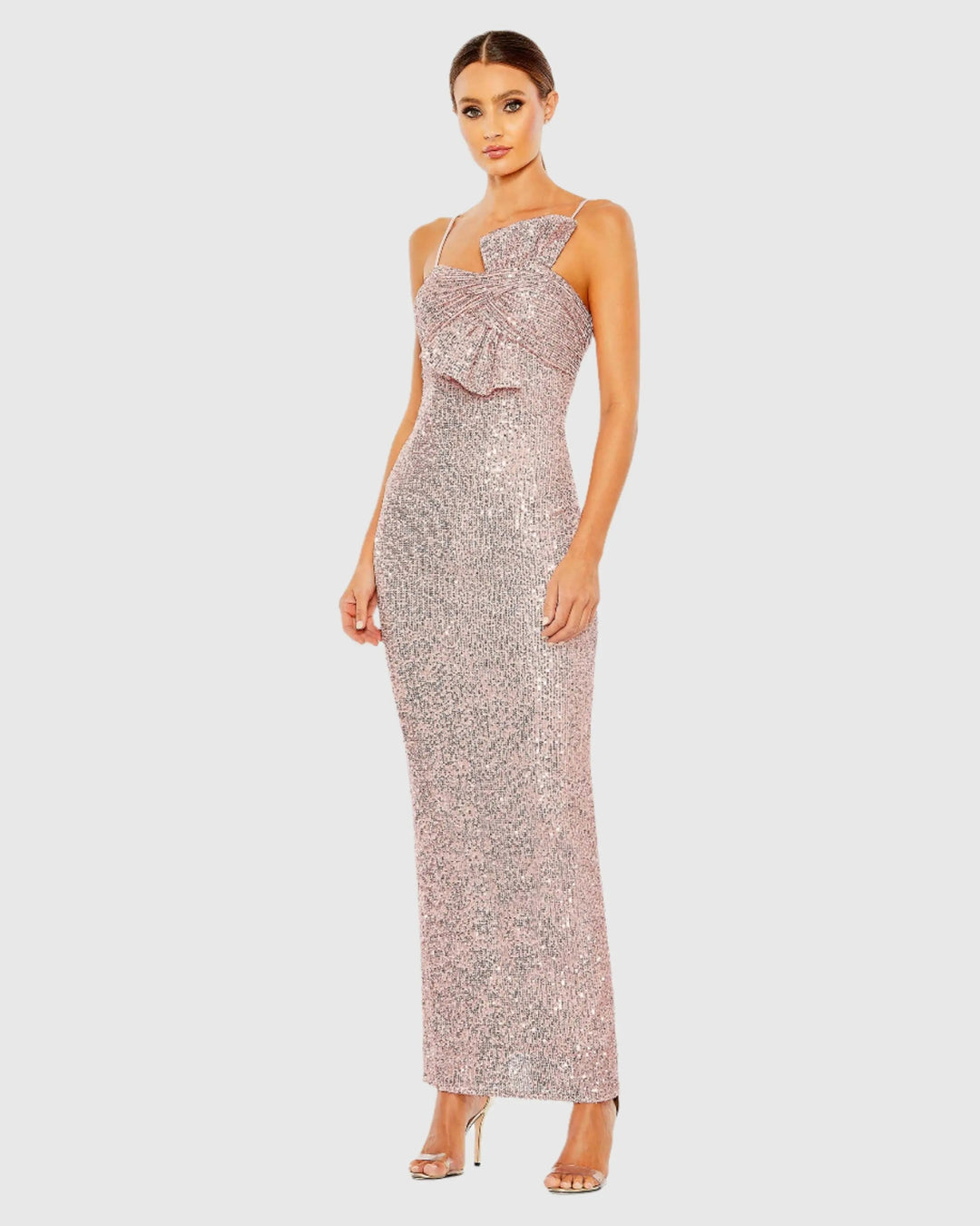 Mac Duggal 11284 Sequined Faux Bow Column Dress