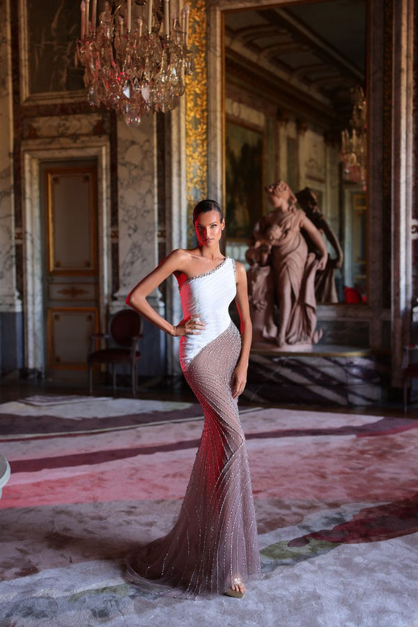 Chic & Holland PH120136 One Shoulder Sheath Couture Dress