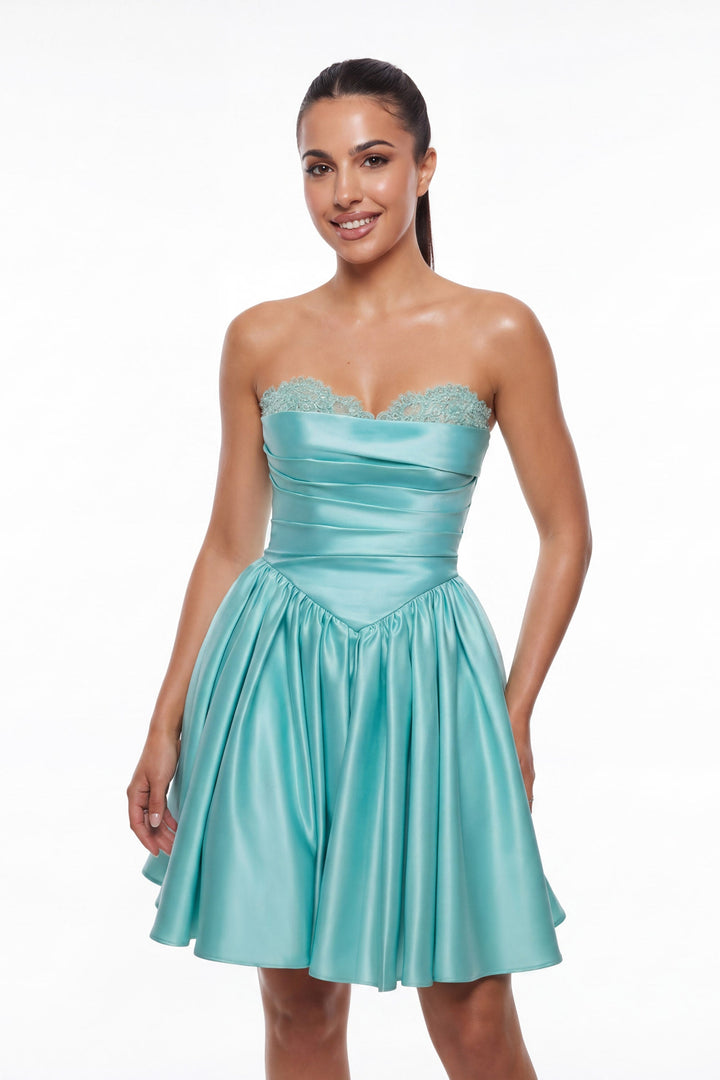Portia & Scarlett XO215 draped sweetheart A-line homecoming dress additional view 4