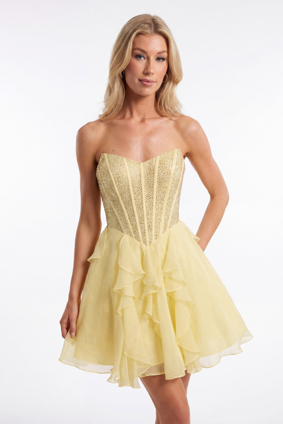 Portia & Scarlett XO217 corset cascading ruffle homecoming dress additional view 4