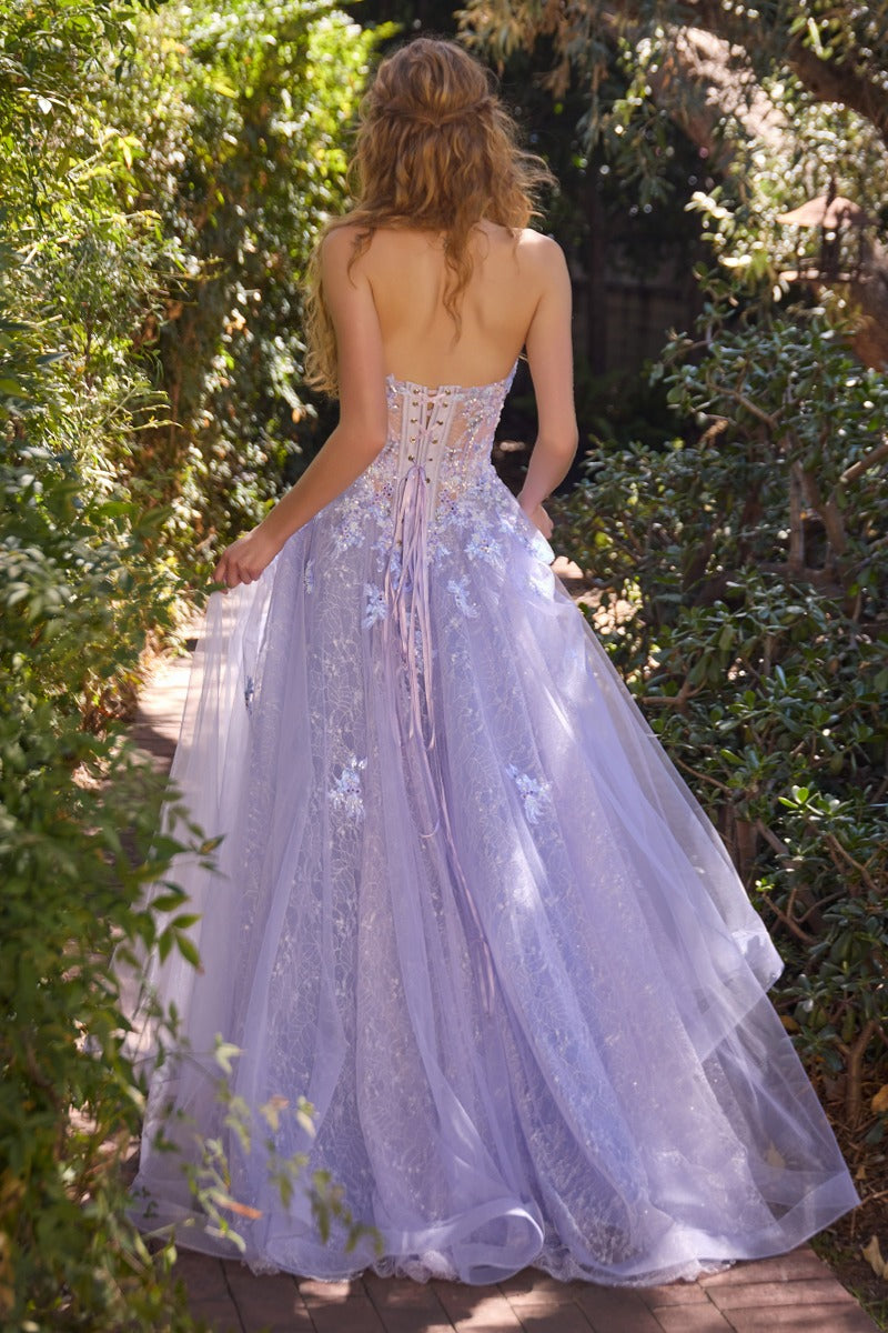 Andrea & Leo Couture A1537 prom dress with lace-up corset back, back view