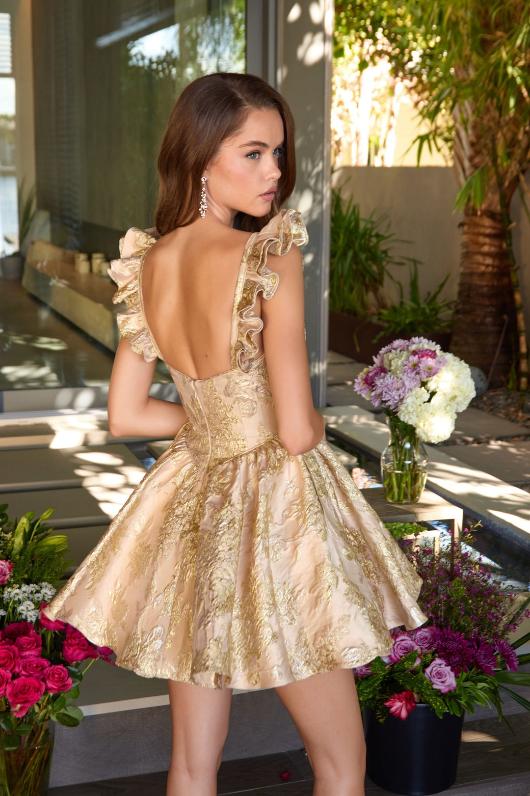 Ava Presley 42395 - Ruffle Strap Embroidered Fit Flare Mini Dress - FOSTANI.com