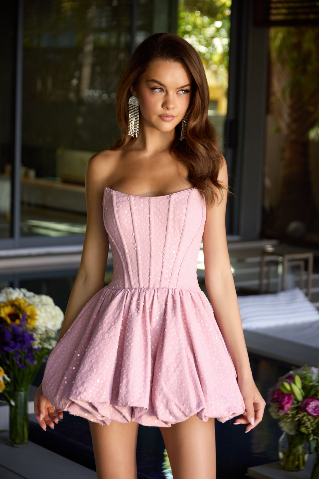 Ava Presley 42404 - Strapless Corset Flared Mini Dress - FOSTANI.com