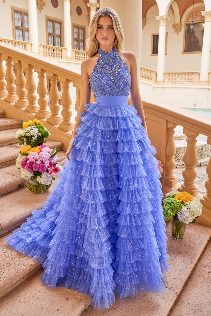Ava Presley 47258 - Beaded Bodice Tiered Ball Gown - FOSTANI.com