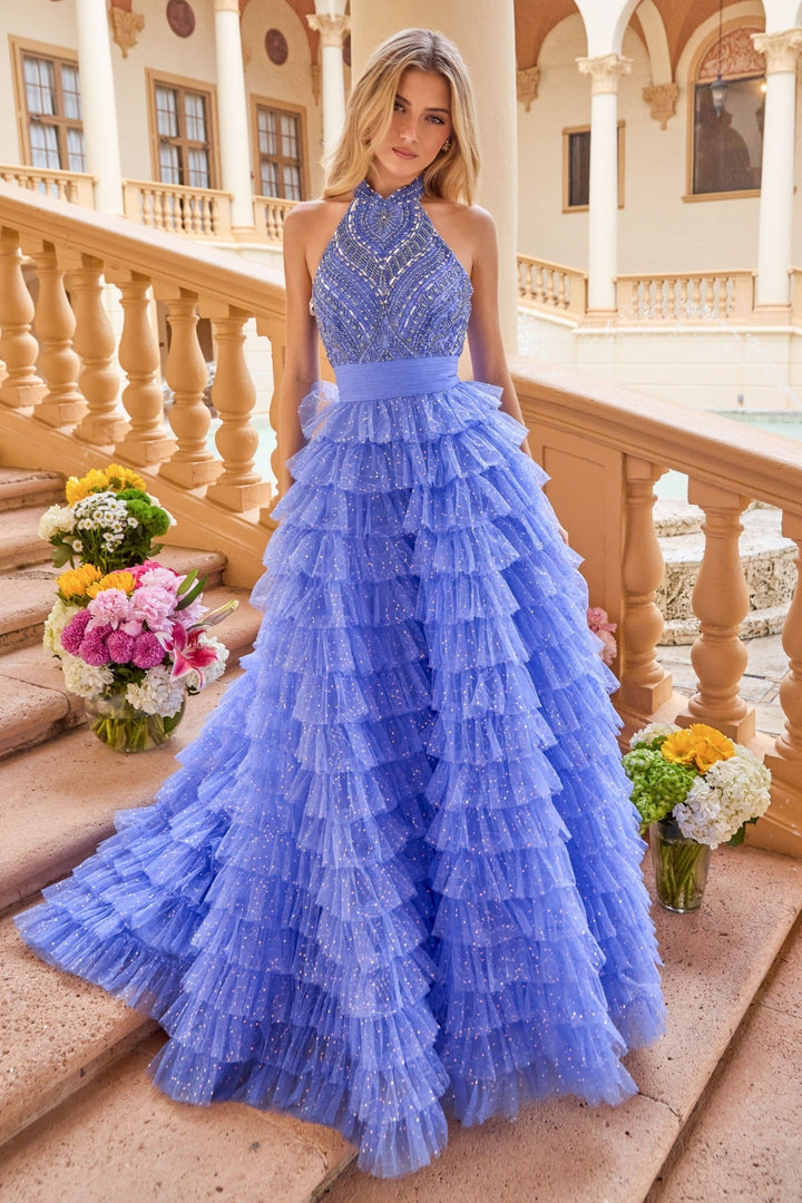 Ava Presley 47258 - Beaded Bodice Tiered Ball Gown - FOSTANI.com