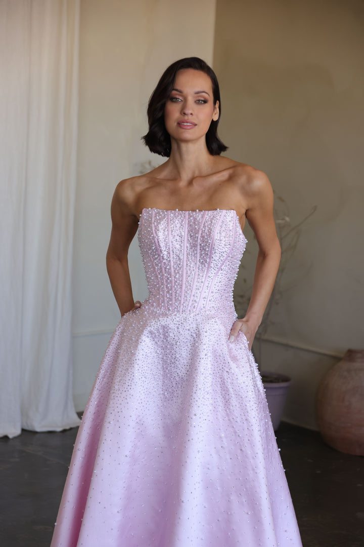 Ava Presley 47283 - New Corset Mikado and Pearl Ballgown - FOSTANI.com