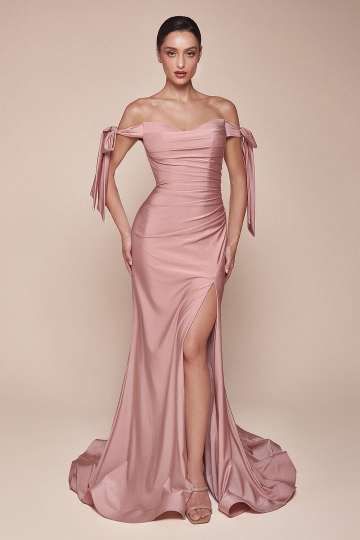 Ladivine CD943 Sweetheart Off The Shoulder Pleated Waist Prom Dress 2026 - FOSTANI.com