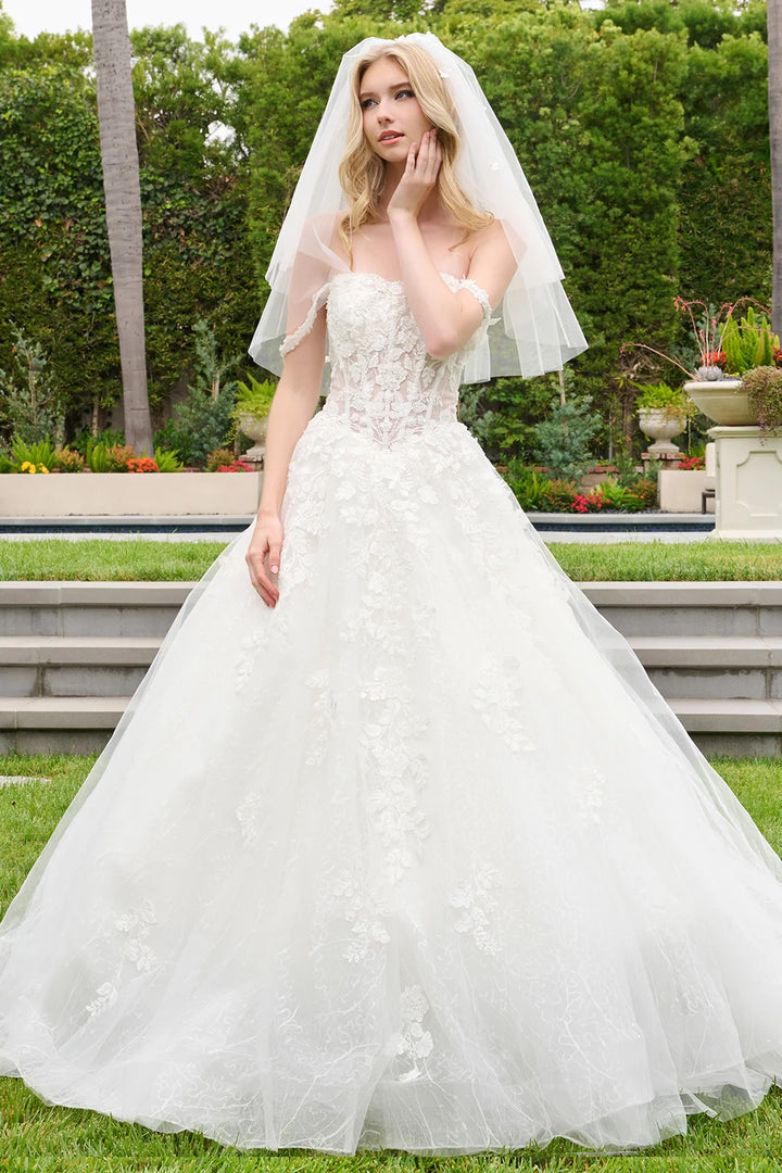 GLS Collective GL3839 sweetheart neckline corset ball gown wedding dress, front view
