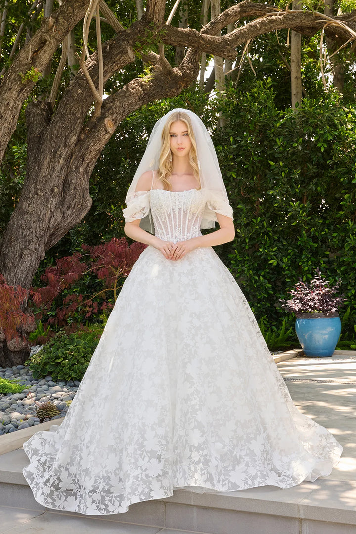 GLS Collective GL3840 ball gown, three-quarter view with train