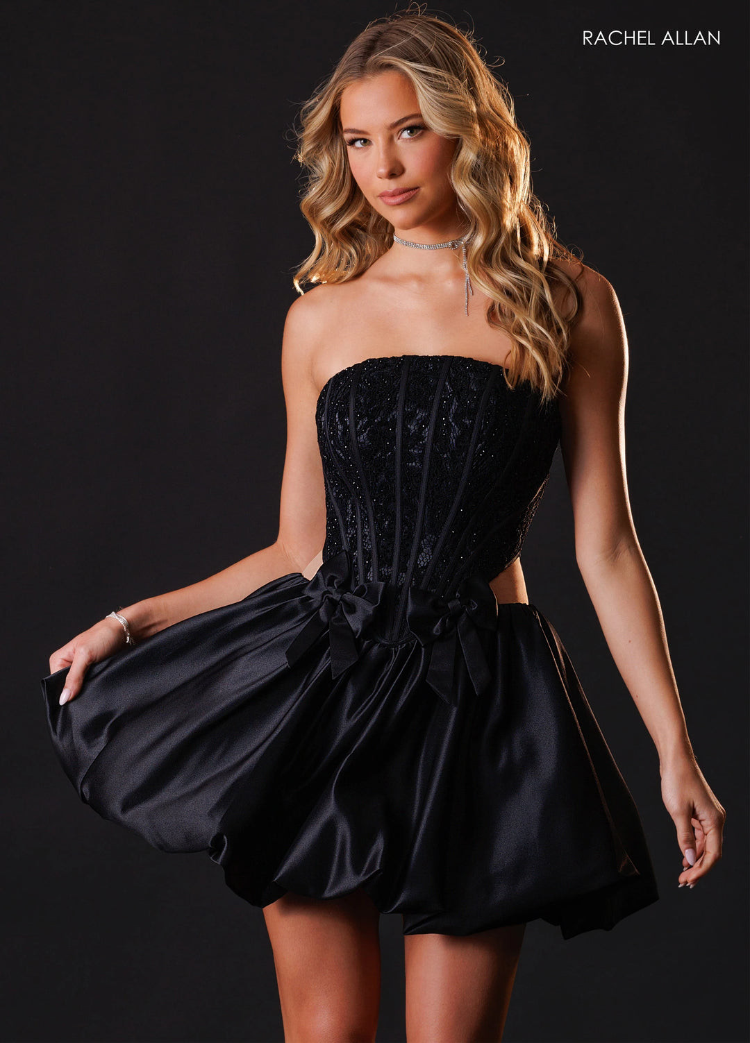 Rachel Allan 40766 Strapless Corset Bodice Bubble Skirt Homecoming Dress