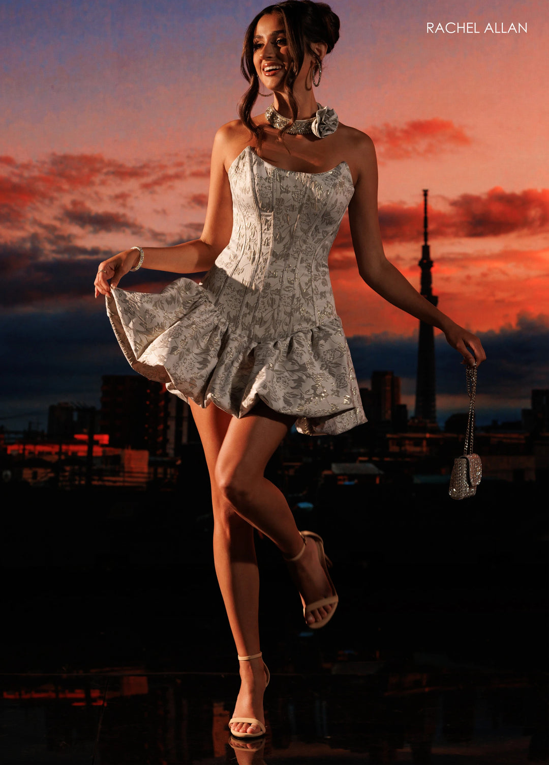 Rachel Allan 40695 Strapless Corset Drop-Waist Bubble Dress