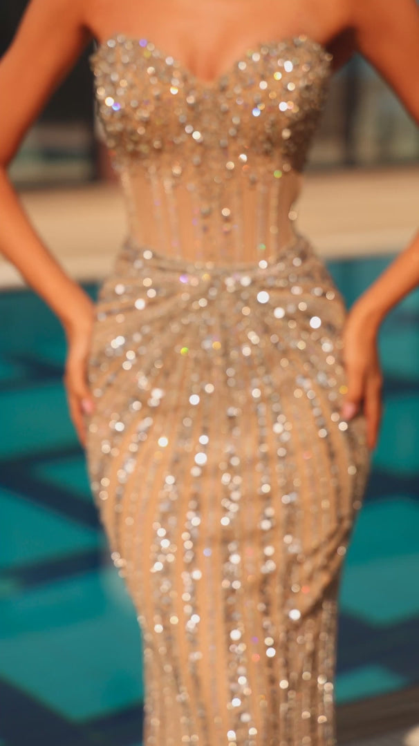 AMARRA 88931 Strapless Sequin Mermaid Prom Dress 2026