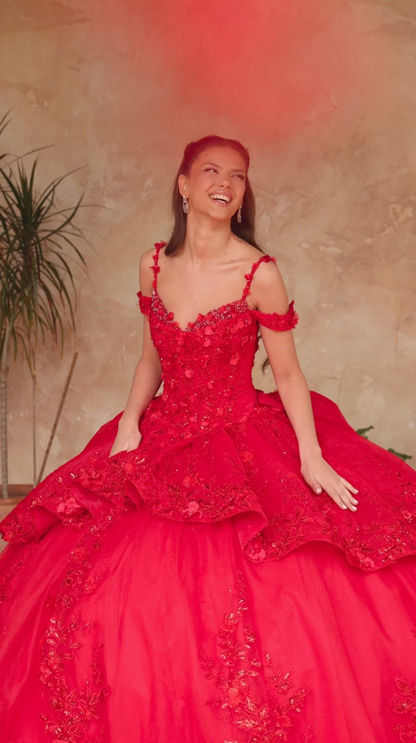 Amarra 54101 Ruffled Overskirt Quinceañera Ball Gown