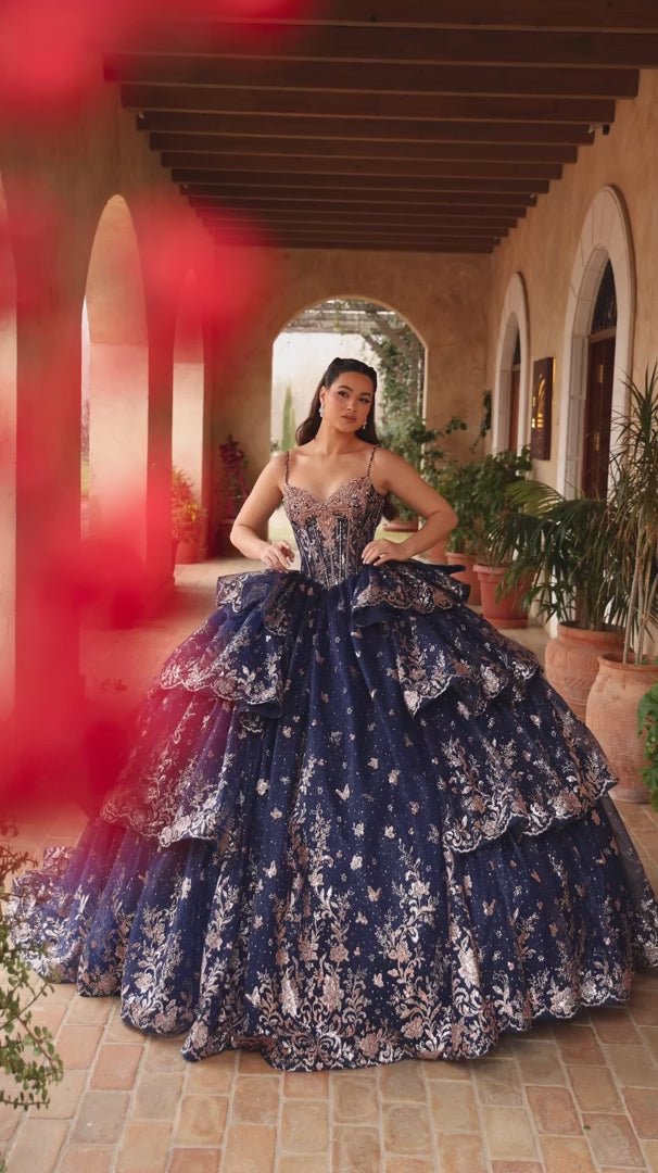 Amarra 54113 Tiered Ruffle Corset Quinceañera Ball Gown