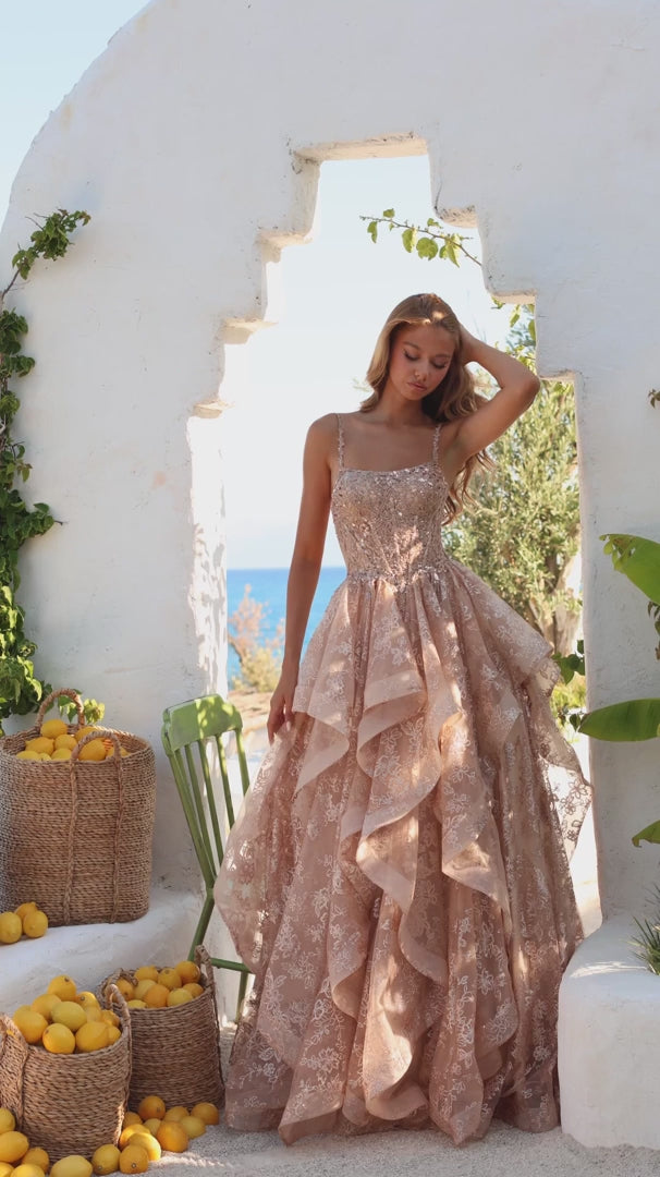 AMARRA 89505 Glitter Tulle Tiered Prom Dress 2026