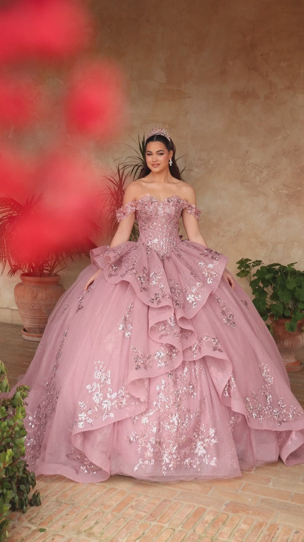 Amarra 54129 Cascading Ruffle Quinceañera Ball Gown