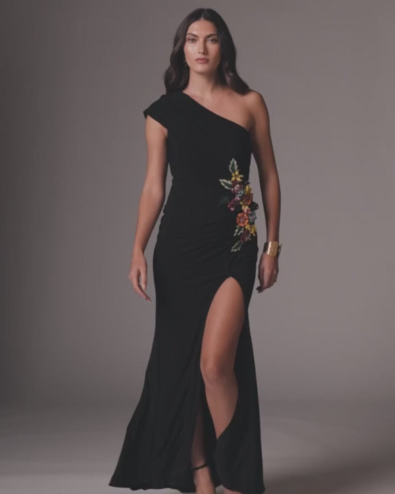 Mac Duggal 11769 One Shoulder Beaded Jersey Gown video