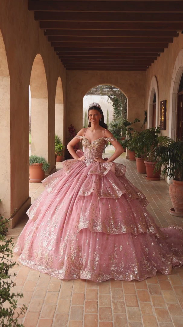 Amarra 54113 Tiered Ruffle Corset Quinceañera Ball Gown