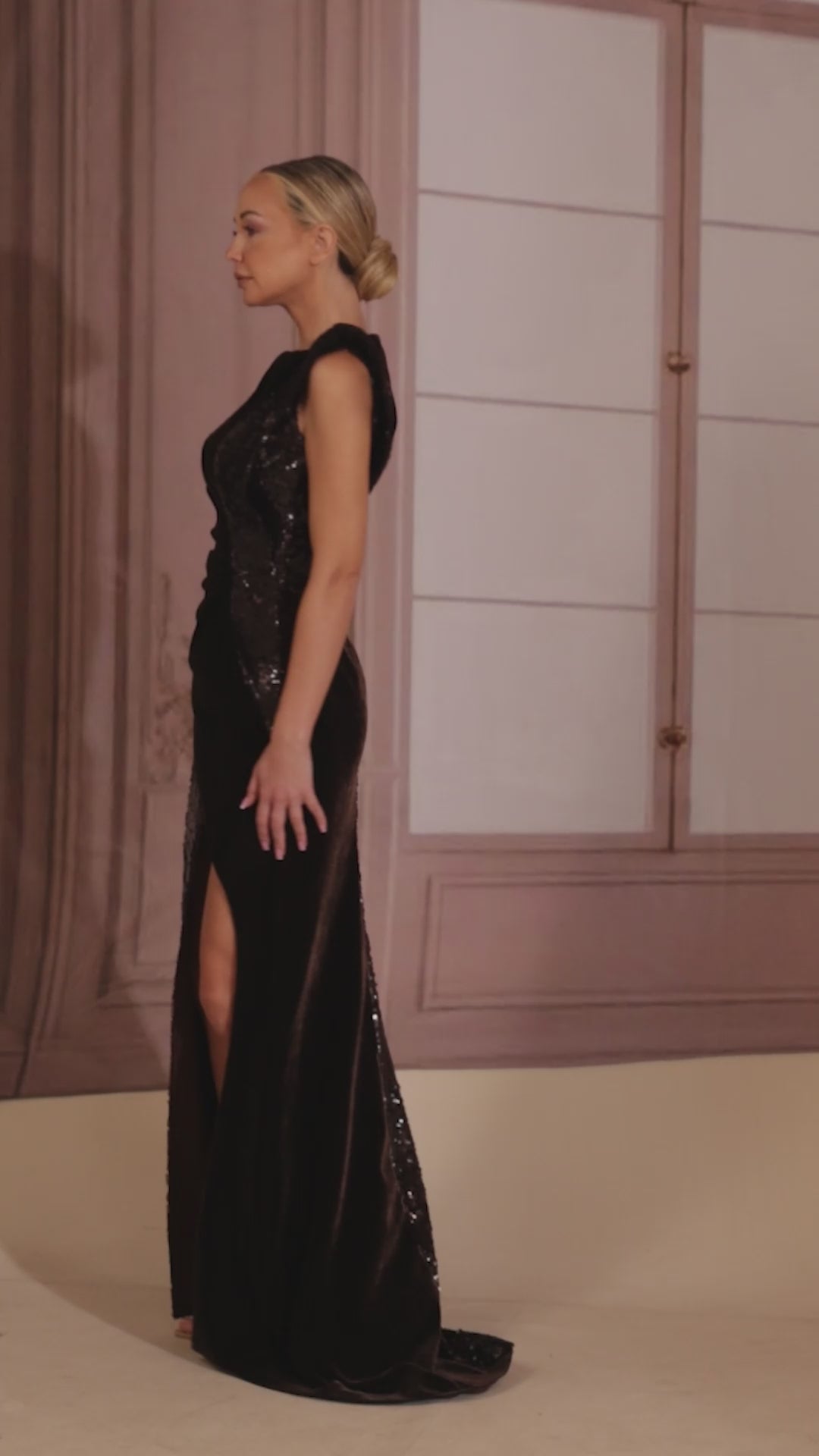 Reverie Couture FW274 Asymmetrical Velvet Dress