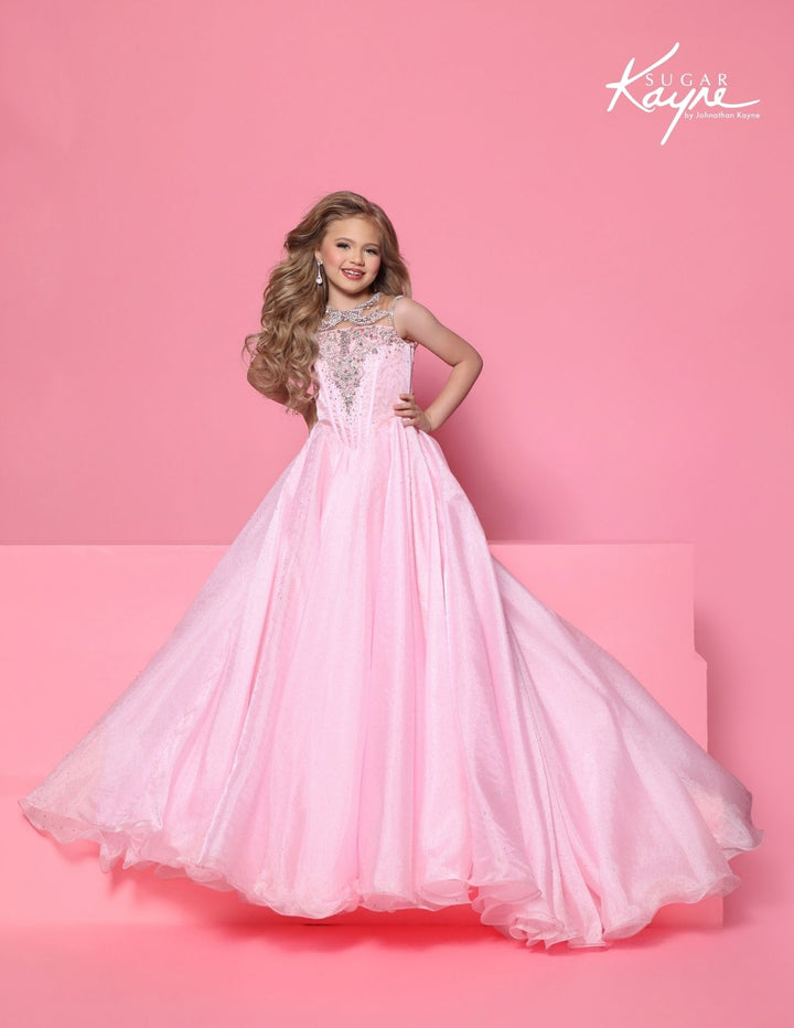 Sugar Kayne C422 embellished bodice girls ball gown alternate color front view 2