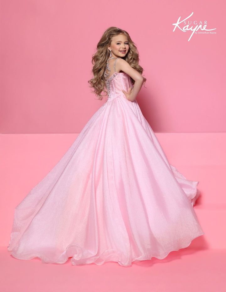 Sugar Kayne C422 embellished bodice girls ball gown back view 2
