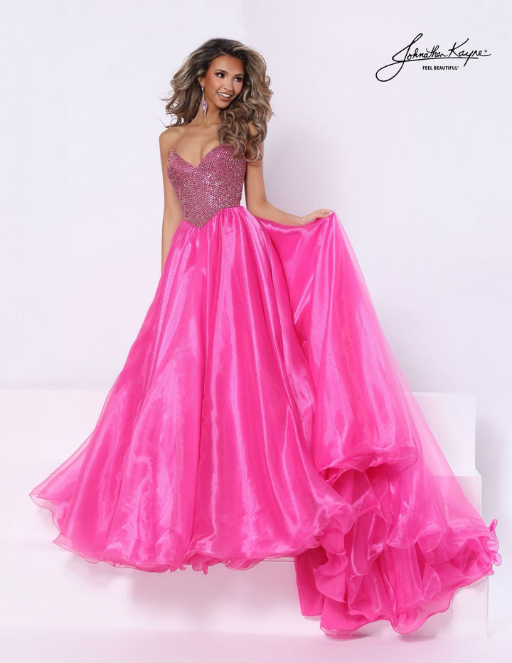 Johnathan Kayne 3325 strapless crystal bodice ball gown alternate color front view 2