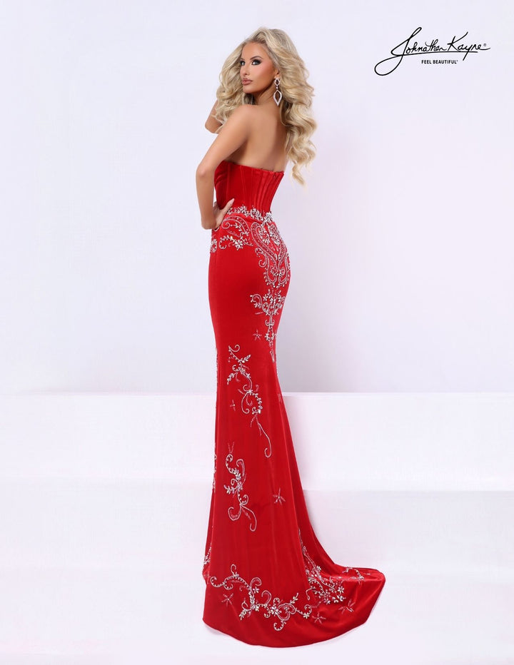 Johnathan Kayne 3368 strapless corset evening gown back view