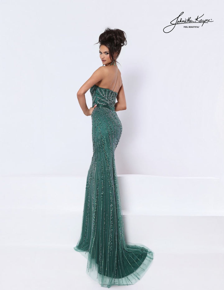 Johnathan Kayne 3378 beaded evening gown with detachable bolero without bolero back view