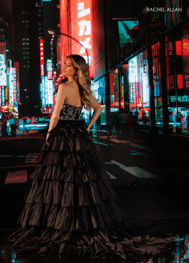 Rachel Allan 50431 Strapless Tiered Ruffle Ball Gown Pageant Dress - FOSTANI.com