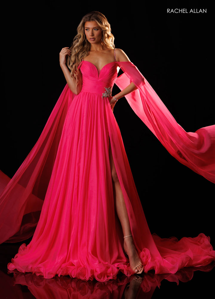 Rachel Allan 50444 Sweetheart Cape Sleeve A-Line Pageant Dress - FOSTANI.com