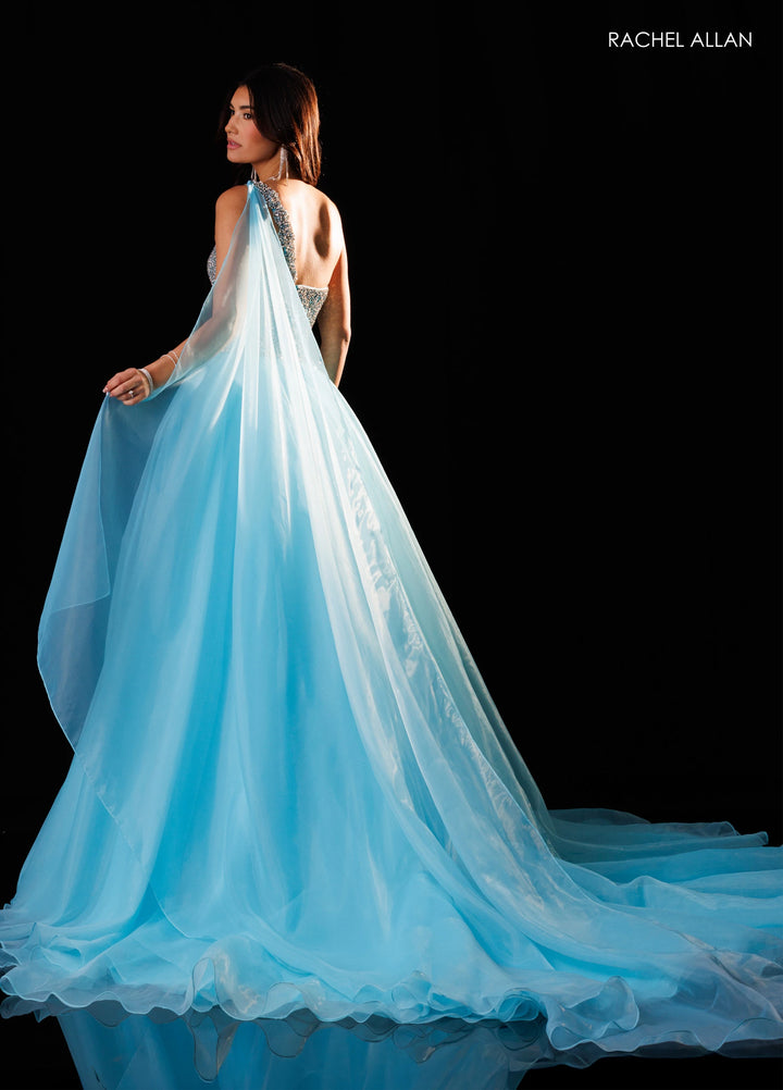 Rachel Allan 50445 Beaded Sweetheart Ball Gown Pageant Dress with Cape - FOSTANI.com