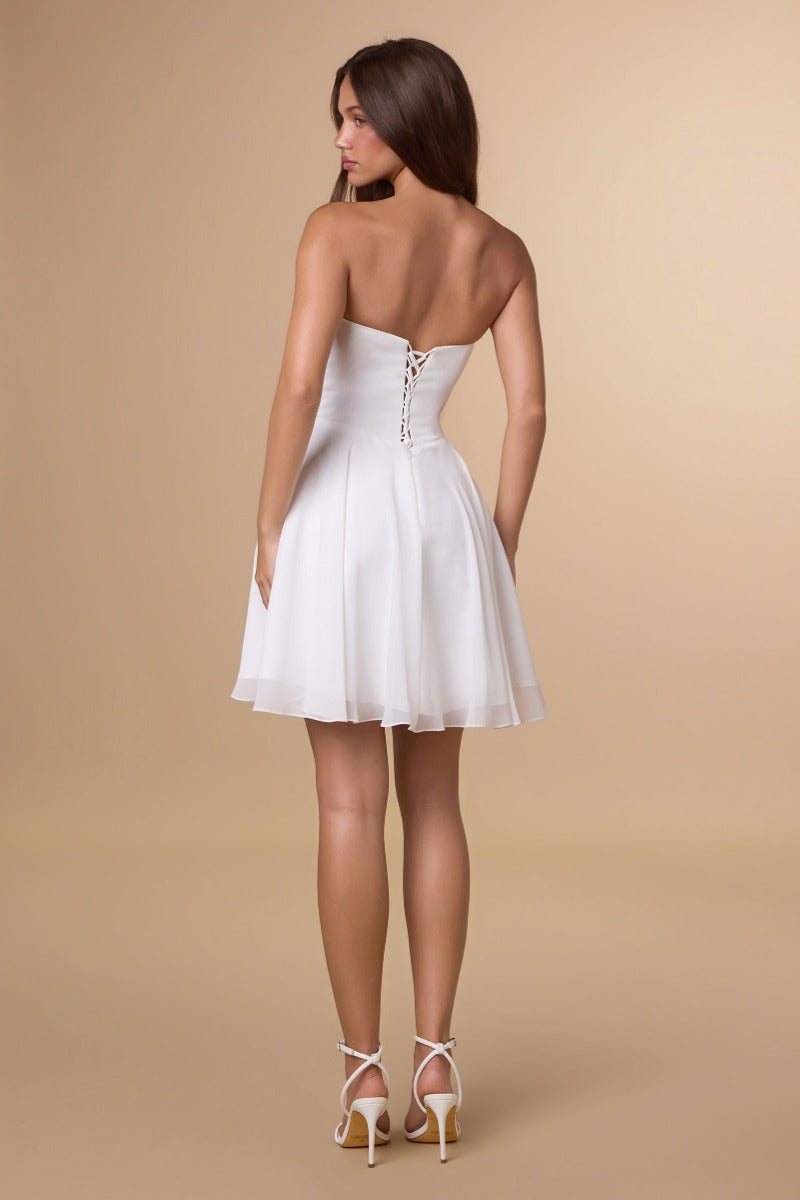Amoris T709W mini dress back view with corset lace-up