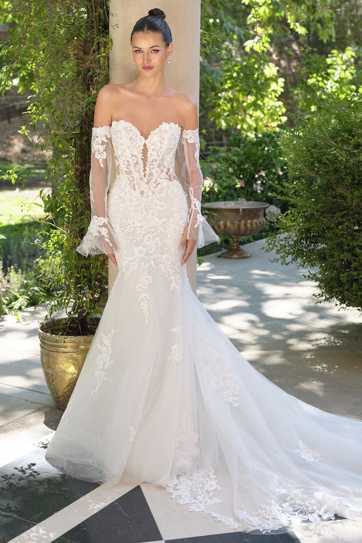 Andrea & Leo Couture WL065 Strapless Detachable Sleeve Structured Corset Dress