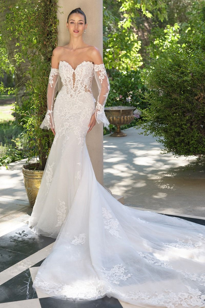 Andrea & Leo Couture WL065 Strapless Detachable Sleeve Structured Corset Dress