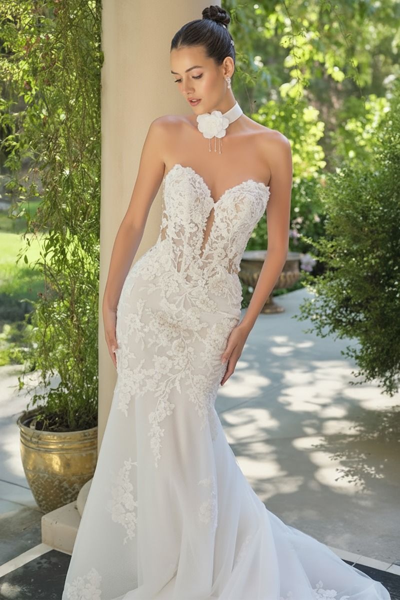 Andrea & Leo Couture WL065 Strapless Detachable Sleeve Structured Corset Dress