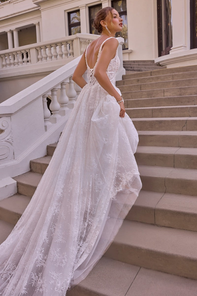 Andrea & Leo Couture WL073 bridal gown train, three-quarter back view
