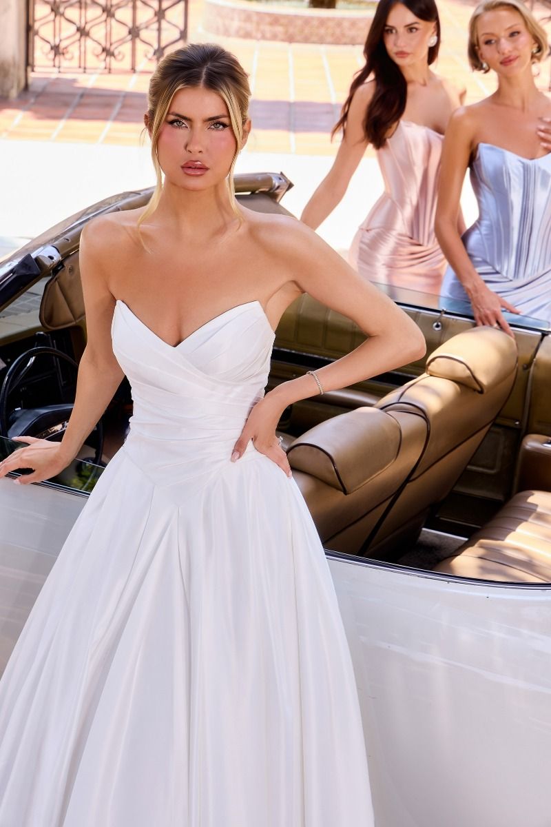 Ladivine WN015 Strapless Ruched Bridal Ball Gown