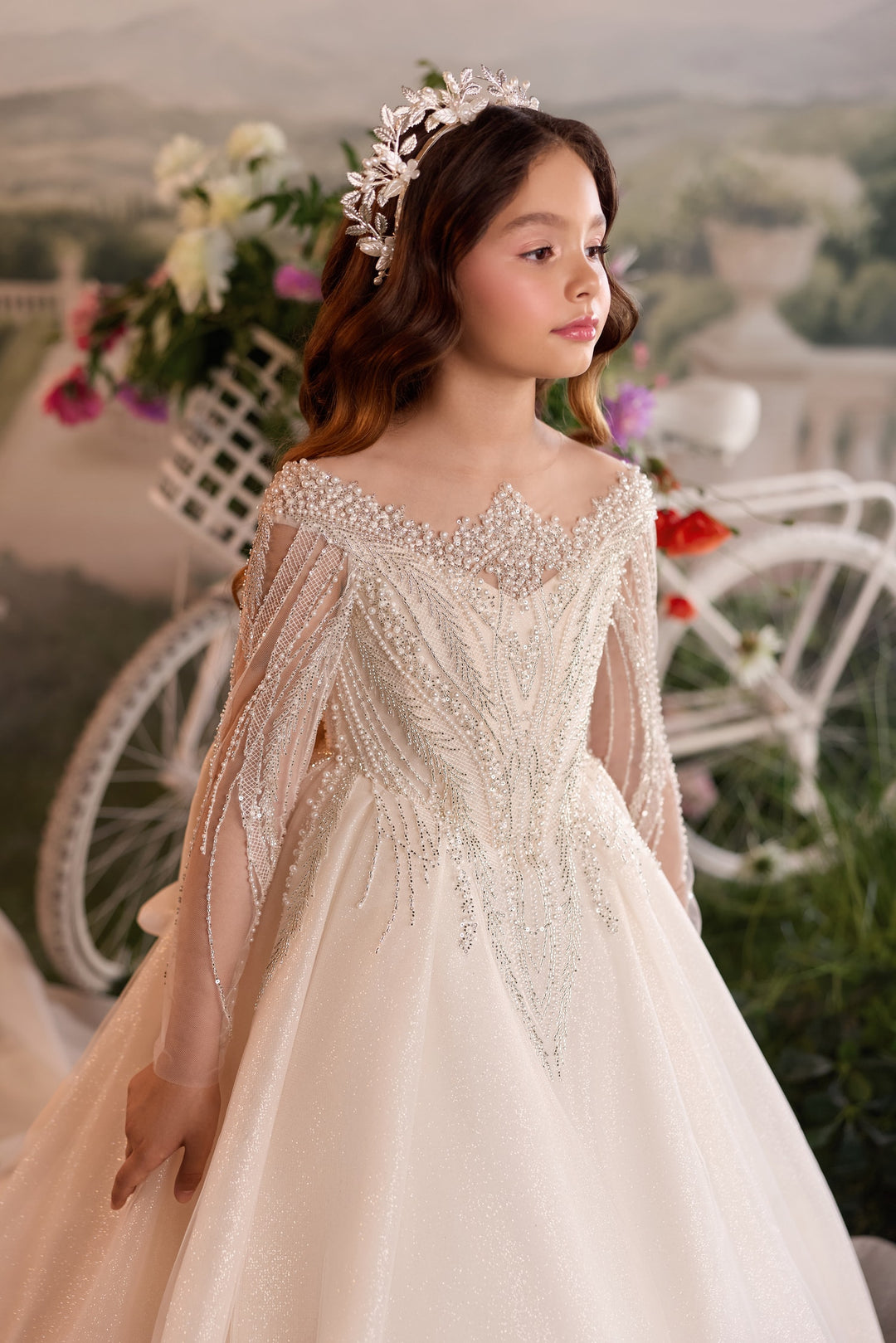Pentelei 3914 Beaded Bow Back Kids Ball Gown