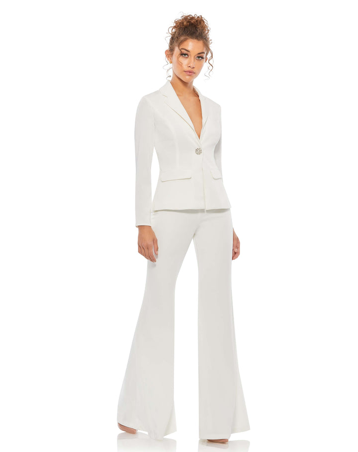 Two Piece Blazer & Wide Leg Pant Suit - FOSTANI