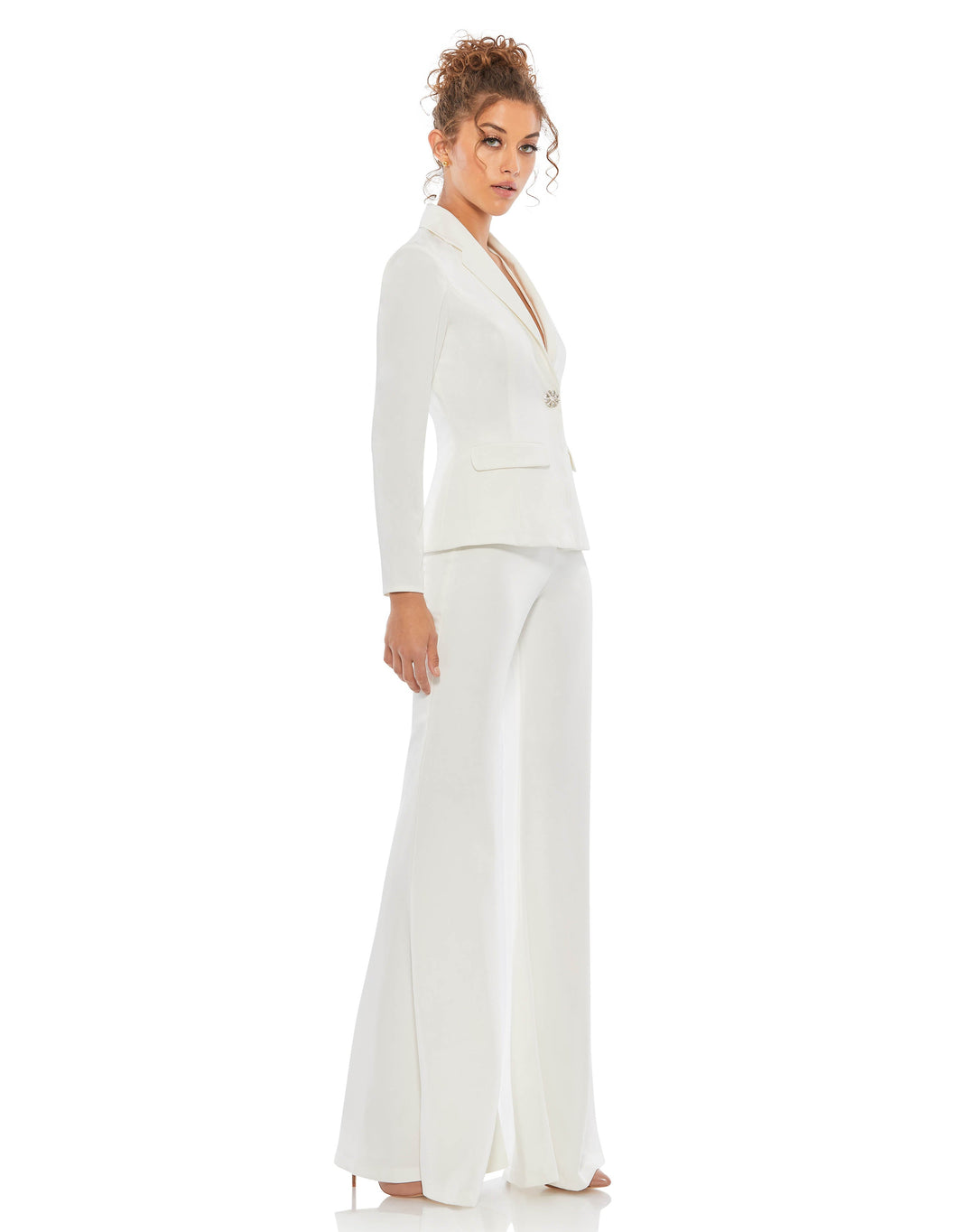 Two Piece Blazer & Wide Leg Pant Suit - FOSTANI