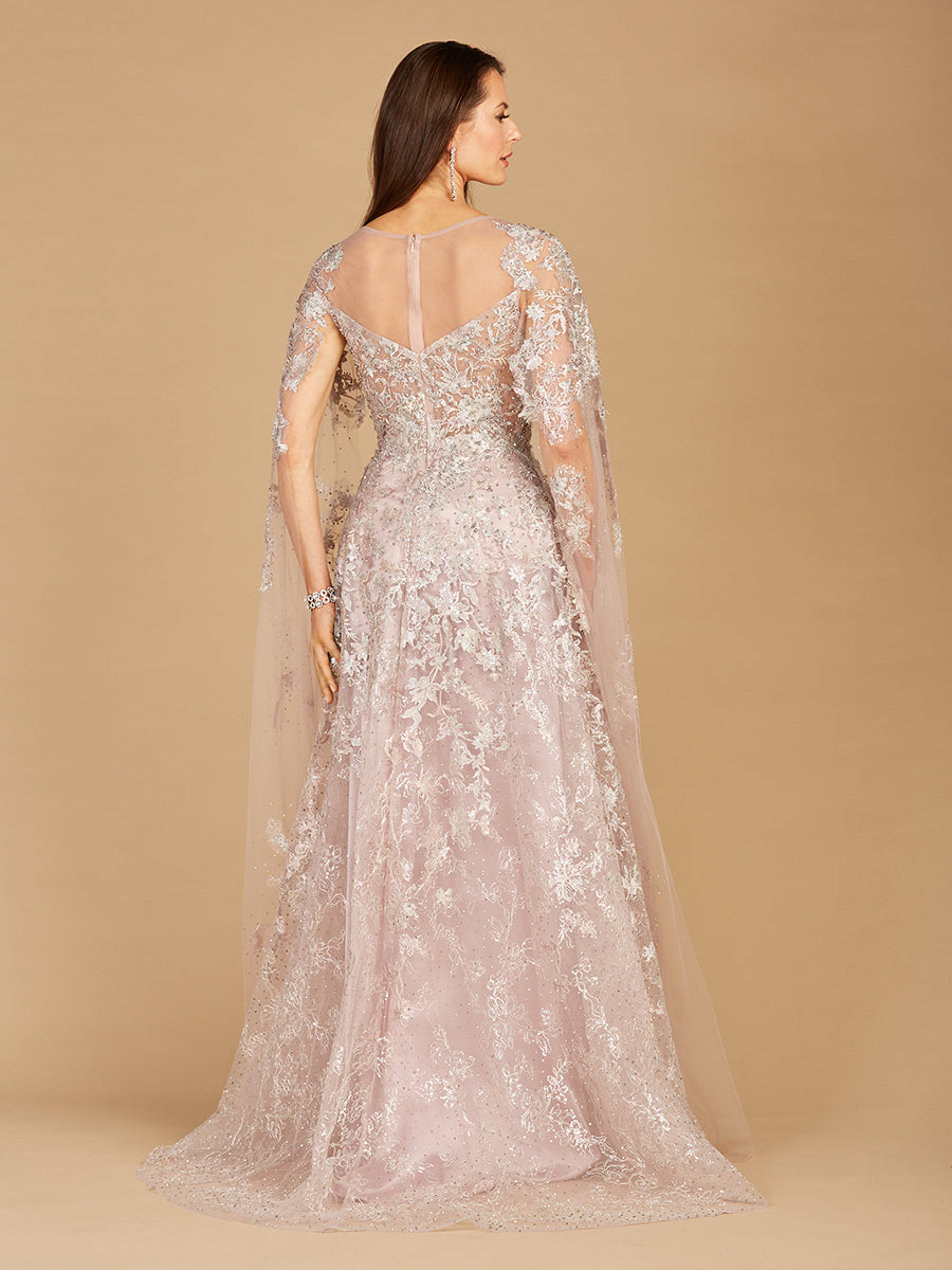 Lara 29300 - Lace Gown with Cape Sleeves, Sweetheart Neckline - FOSTANI