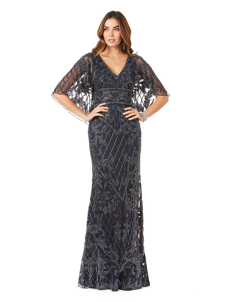 Lara 29838 - Angel Wing Beaded Gown - FOSTANI