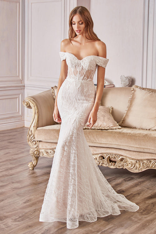 Andrea & Leo Couture A0666W Off Shoulder Lace Mermaid Bridal Gown